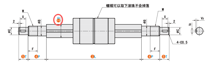 D（軸徑）