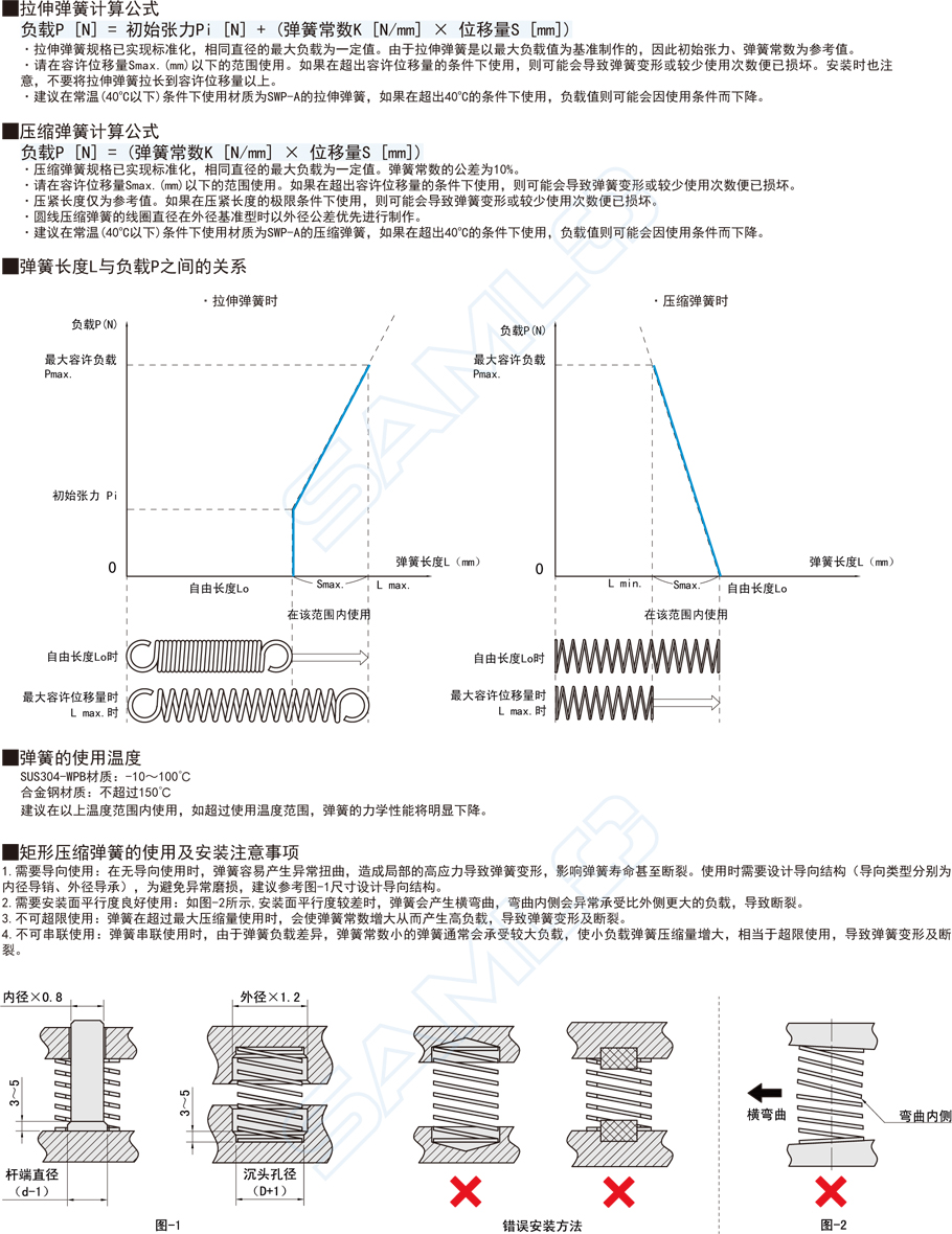 壓縮彈簧-彈簧常數(shù)3.5～29.6使用注意事項