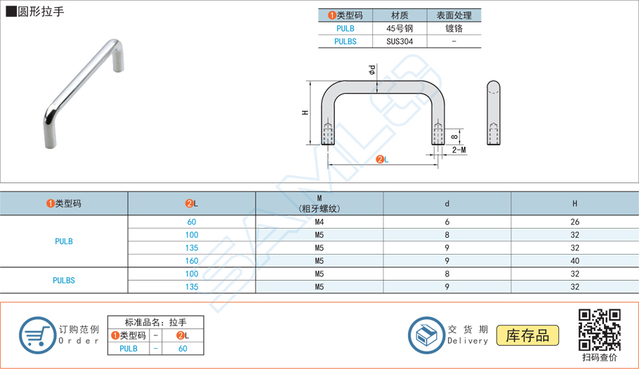 圓形拉手門把手PULBS規格參數尺寸材質
