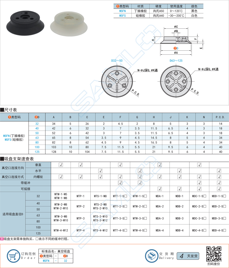 重載真空吸盤-平型規格參數尺寸