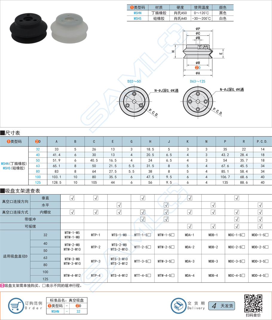 重載真空吸盤-風琴型規格參數尺寸材質